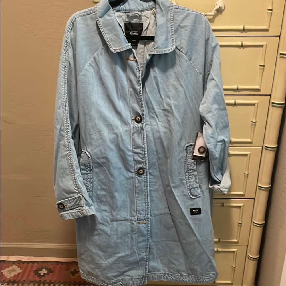 Vans Women's Skate MAC Denim Light Blue oversized Denim Coat size L